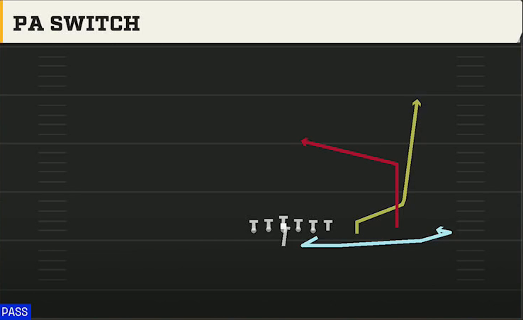 Army Offense Flexbone Tackle Over PA Switch play diagram