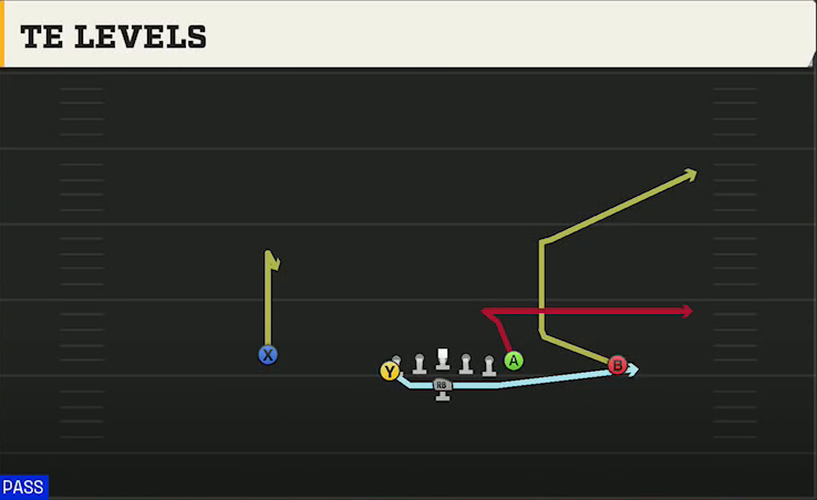 Air Force Offense Flexbone U Off TE Levels play diagram