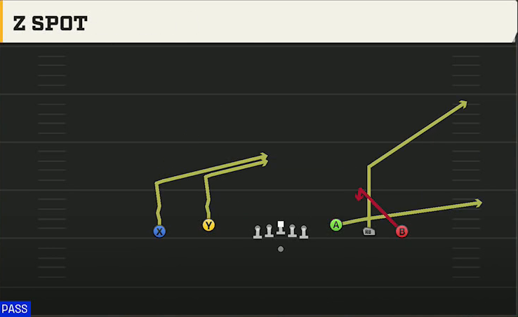 Northwestern Offense Gun 5WR Flex Trey Z Spot play diagram