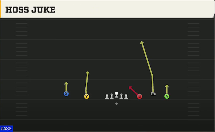 Notre Dame Offense Gun Empty Trio Hoss Juke play diagram
