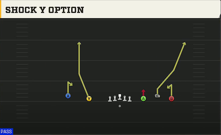 Notre Dame Offense Gun Empty Trio Shock Y Option play diagram