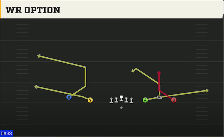 Buffalo Offense Gun Empty Trio WR Option play diagram