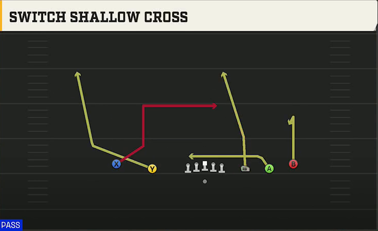Clemson Offense Gun 5WR Switch Shallow Cross play diagram