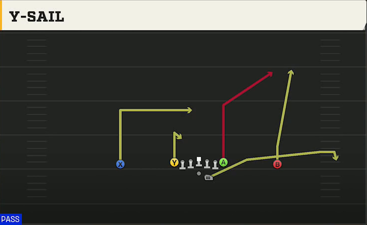 Kent State Offense Gun Ace Offset Y-sail play diagram