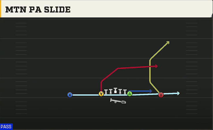 Wyoming Offense Gun Ace Mtn PA Slide play diagram