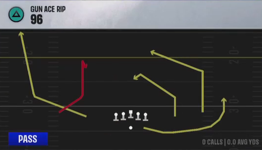 Air Raid (Alternate Offense) Gun Ace Rip 96 play diagram