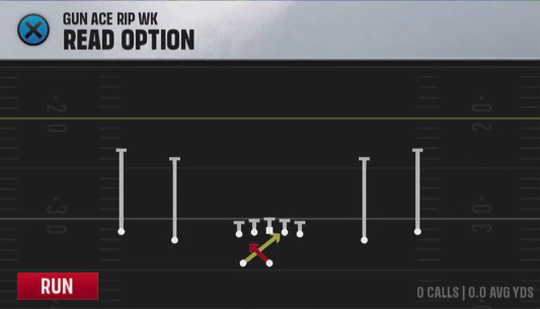 Air Raid (Alternate Offense) Gun Ace Rip Wk Read Option play diagram