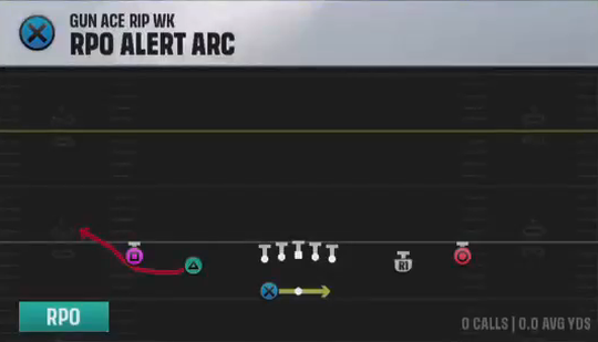Air Raid (Alternate Offense) Gun Ace Rip Wk Rpo Alert Arc play diagram