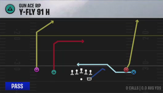 Air Raid (Alternate Offense) Gun Ace Rip Y-fly 91 H play diagram