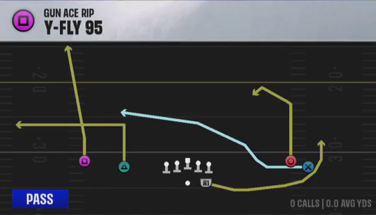 Air Raid (Alternate Offense) Gun Ace Rip Y-fly 95 play diagram