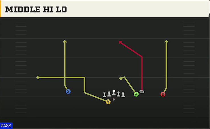 Buffalo Offense Gun Box Offset Wk Middle Hi Lo play diagram