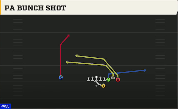 Cal Offense Gun Bunch Str Nasty PA Bunch Shot play diagram