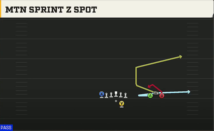 Oklahoma State Offense Gun Bunch Open TE Mtn Sprint Z Spot play diagram