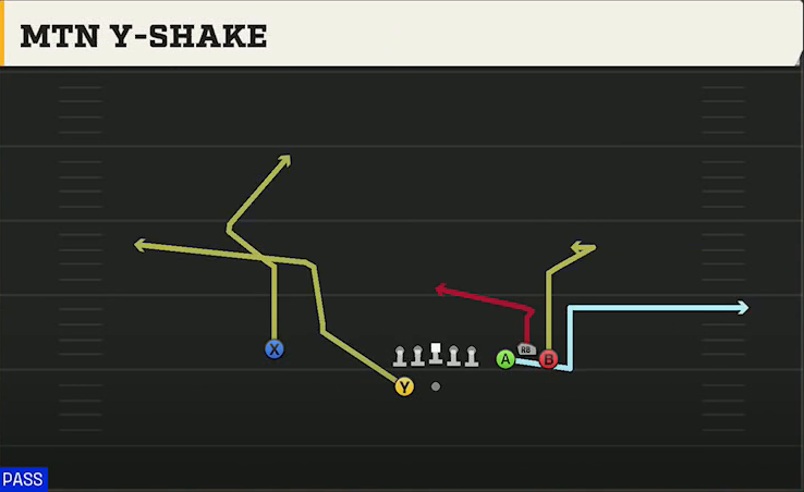 Eastern Michigan Offense Gun Bunch Spread Mtn Y-shake play diagram