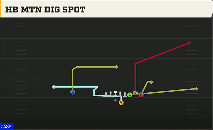 Oregon State Offense Gun Bunch Str Offset HB Mtn Dig Spot play diagram