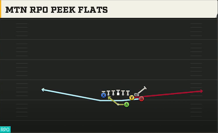 Notre Dame Offense Gun Bunch TE Str Mtn RPO Peek Flats play diagram