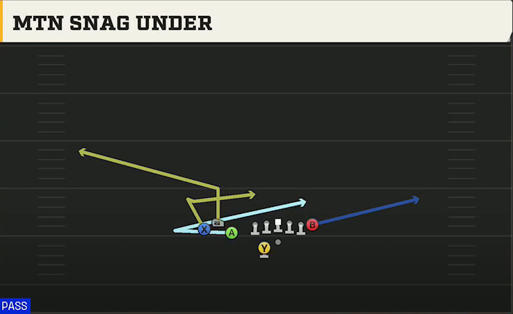 Western Michigan Offense Gun Bunch TE Wk Mtn Snag Under play diagram