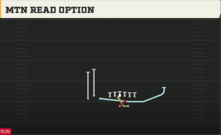 Florida Offense Gun Bunch TE Mtn Read Option play diagram