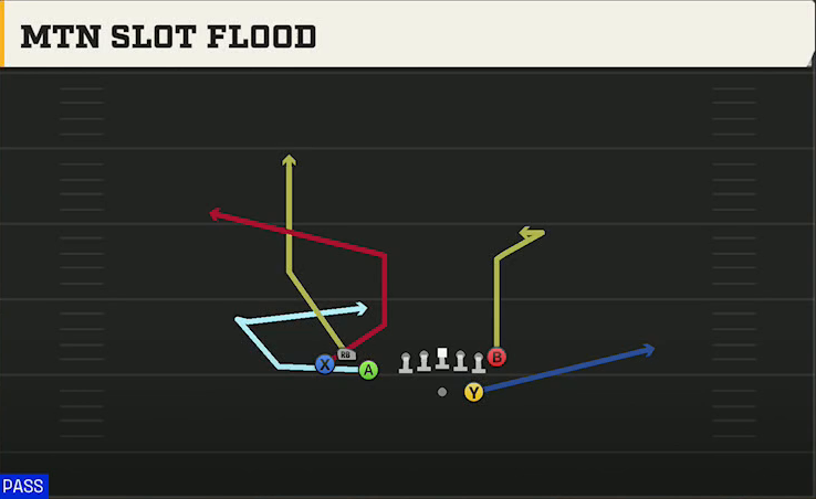 Cal Offense Gun Bunch TE Mtn Slot Flood play diagram