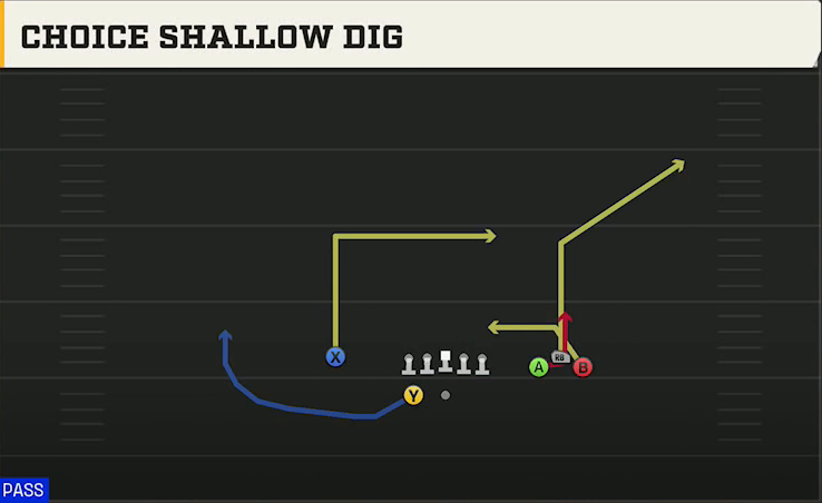Oklahoma Offense Gun Bunch Wide Nasty Choice Shallow Dig play diagram