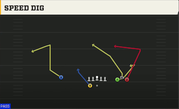 Texas State Offense Gun Bunch Wide Speed Dig play diagram