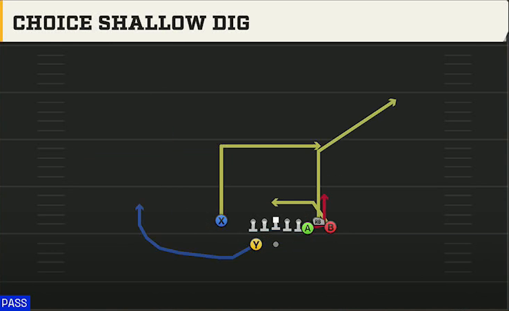 Washington State Offense Gun Bunch X Nasty Choice Shallow Dig play diagram
