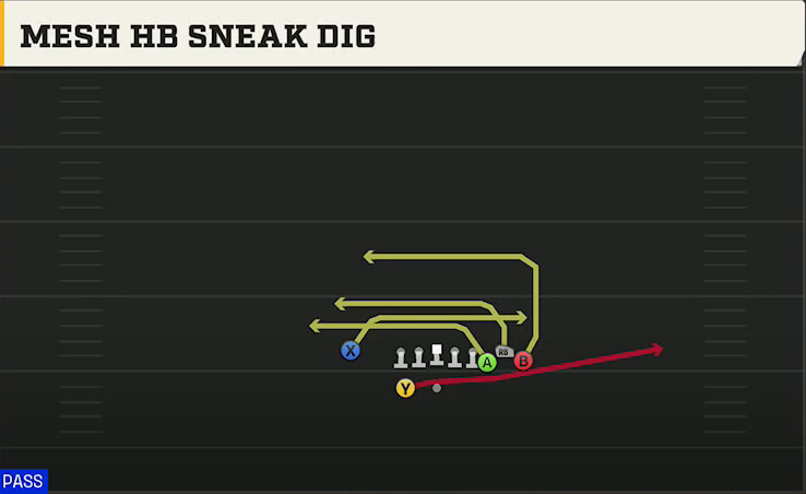 Toledo Offense Gun Bunch X Nasty Mesh HB Sneak Dig play diagram