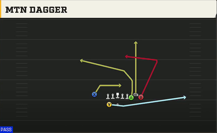 Arkansas Offense Gun Bunch X Nasty Mtn Dagger play diagram