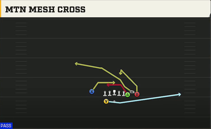 Arkansas Offense Gun Bunch X Nasty Mtn Mesh Cross play diagram