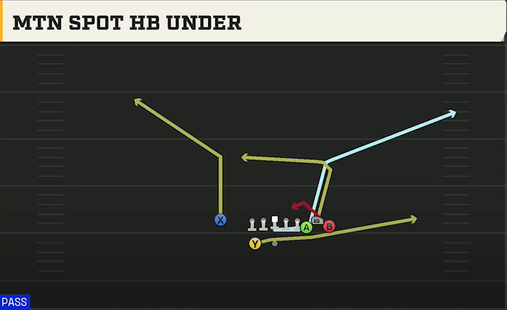 Iowa State Offense Gun Bunch X Nasty Mtn Spot HB Under play diagram