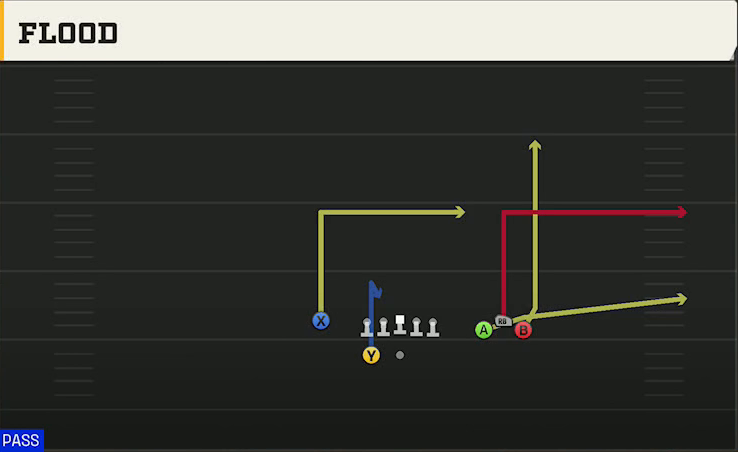 Washington State Offense Gun Bunch Y-Flex Flood play diagram
