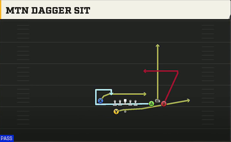 Cal Offense Gun Bunch Y-Flex Mtn Dagger Sit play diagram