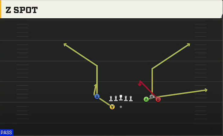 Washington State Offense Gun Bunch Y-Flex Z Spot play diagram