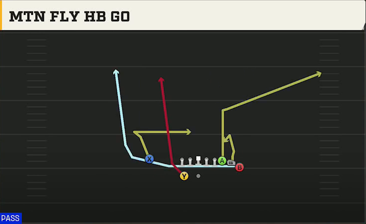Texas A&M Offense Gun Bunch Y-Trips Mtn Fly HB Go play diagram