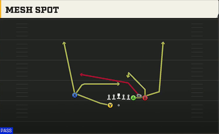 Oregon State Offense Gun Bunch Mesh Spot play diagram