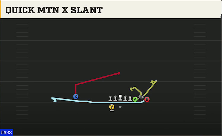 Virginia Offense Gun Bunch Quick Mtn X Slant play diagram