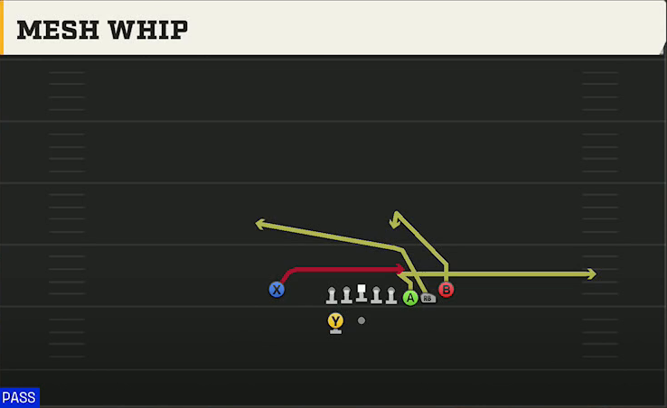 Notre Dame Offense Gun Cluster Irish Mesh Whip play diagram