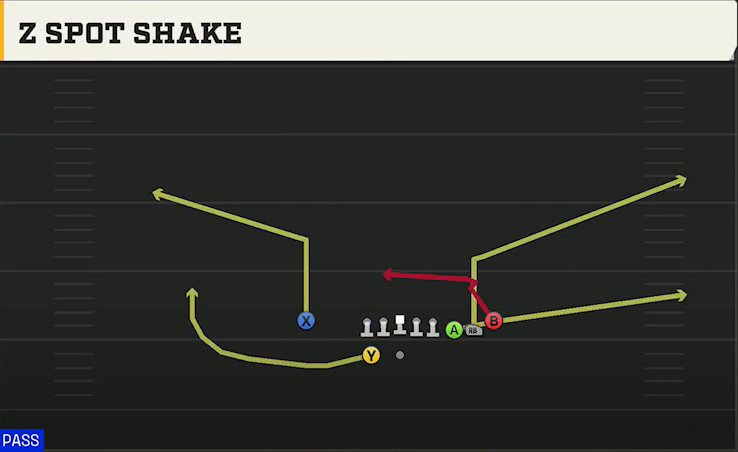 Ohio State Offense Gun Cluster Z Spot Shake play diagram