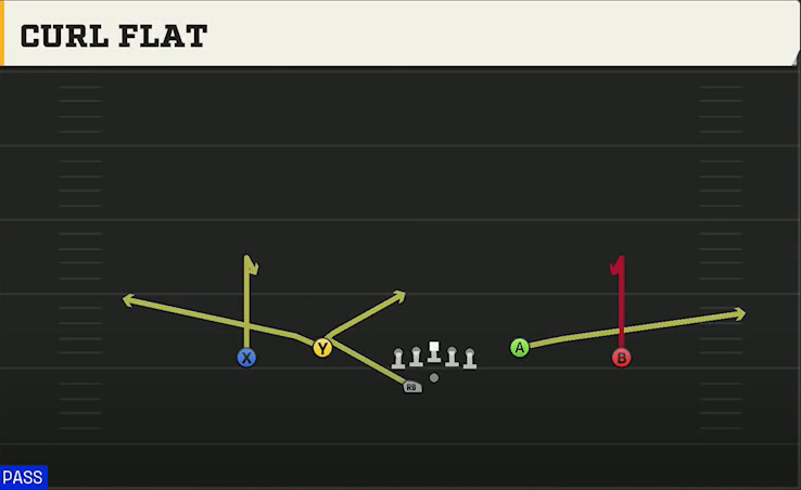 Ohio Offense Gun DBL Y Flex Off Wk Curl Flat play diagram