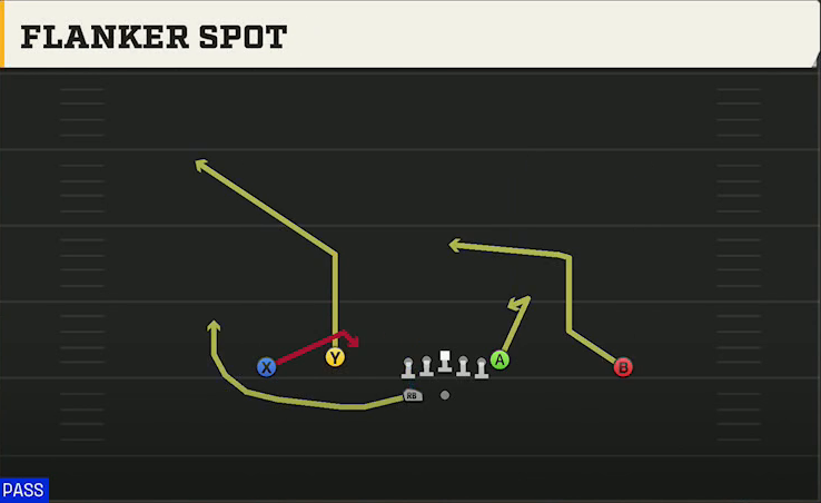Washington State Offense Gun Doubles Flex Wk Flanker Spot play diagram