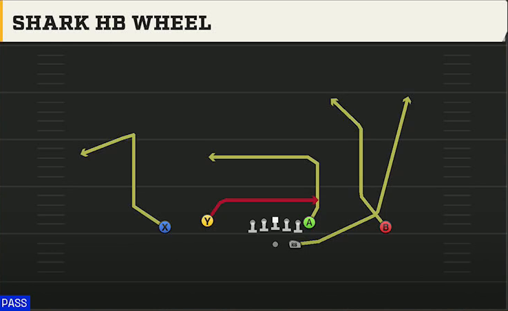 Arizona State Offense Gun Doubles Flex Shark HB Wheel play diagram