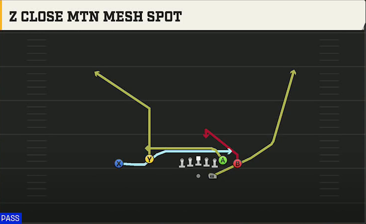 North Carolina Offense Gun Doubles Flex Z Close Mtn Mesh Spot play diagram