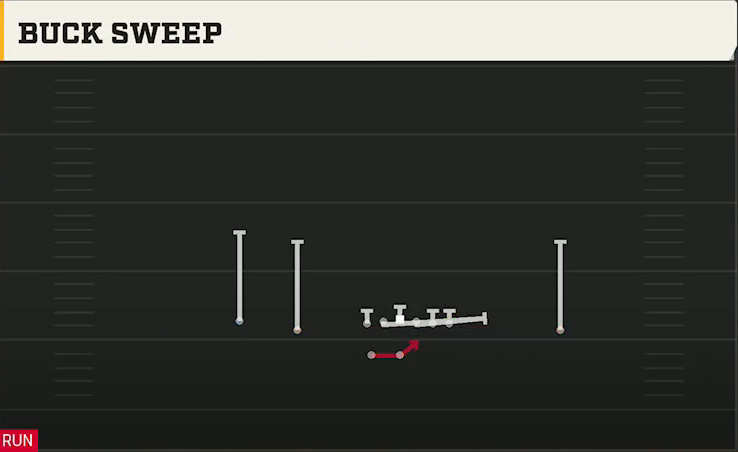 Florida Offense Gun Doubles HB Wk Buck Sweep play diagram