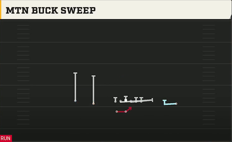 UCLA Offense Gun Doubles HB Wk Mtn Buck Sweep play diagram