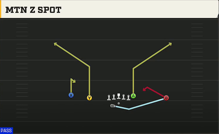 UMass Offense Gun Doubles Flex Mtn Z Spot play diagram