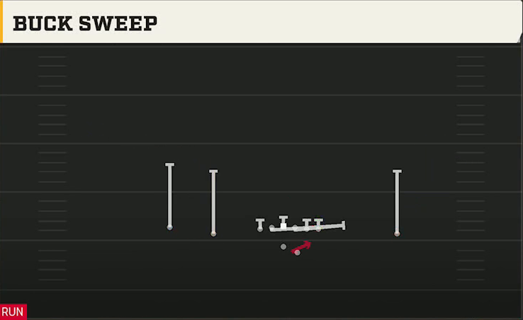 Kent State Offense Gun Doubles Offset Buck Sweep play diagram