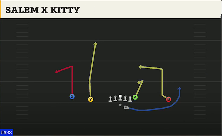 Arkansas Offense Gun Doubles Offset Salem X Kitty play diagram