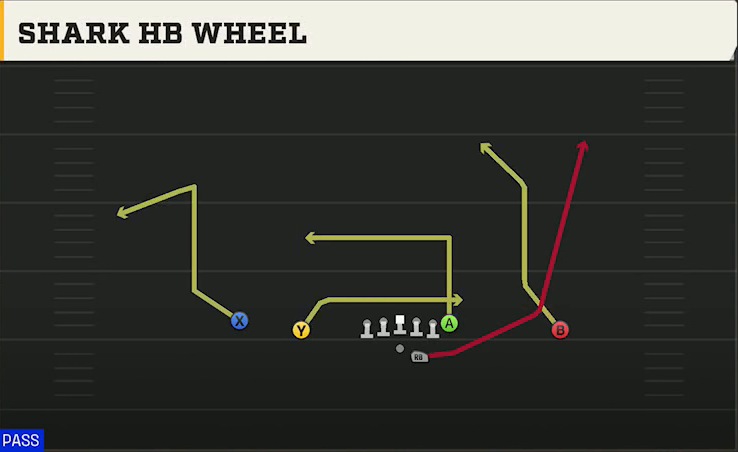 Kent State Offense Gun Doubles Offset Shark HB Wheel play diagram