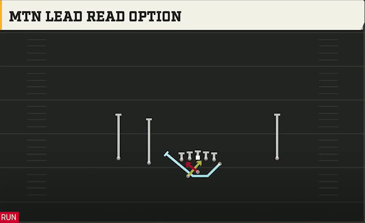Army Offense Gun Doubles Y Off Wk 3RB Mtn Lead Read Option play diagram