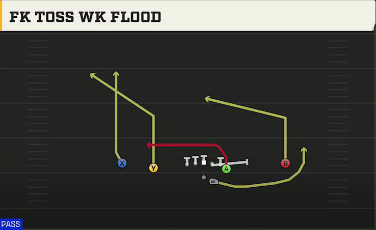 Purdue Offense Gun Doubles Y Off FK Toss Wk Flood play diagram